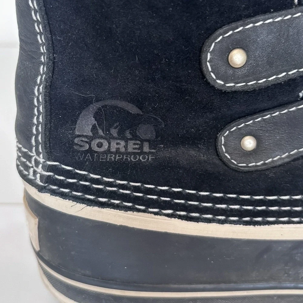 SOREL Womens Joan of Arctic Winter Boot 6 Black Suede Waterproof Faux Fur Snow